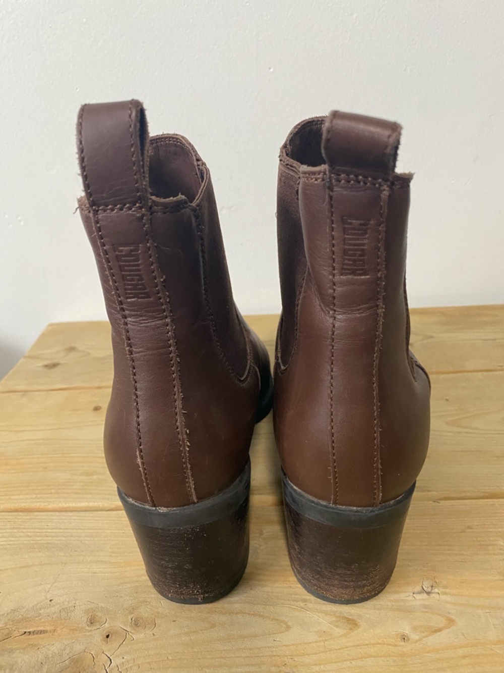 Cougar Fargo Brown Leather Chelsea Block Heel Ankle Boots 9M - Picture 9 of 12